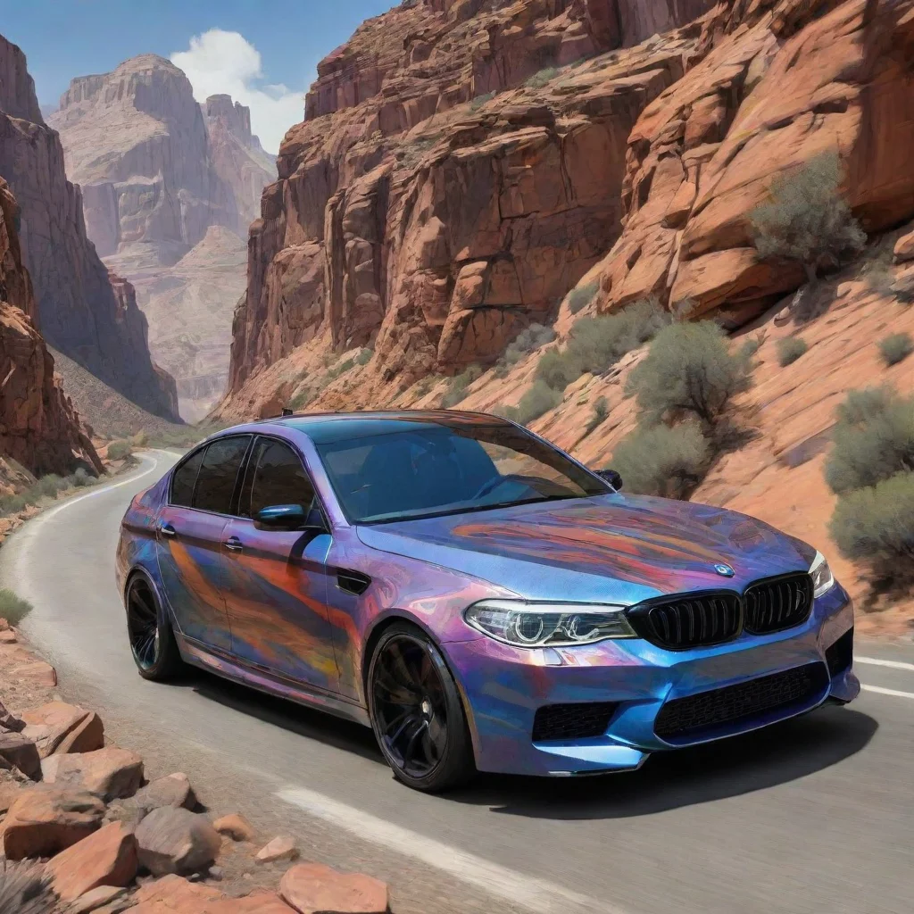 aibmw m5 in deep canyons comic book style ar 916