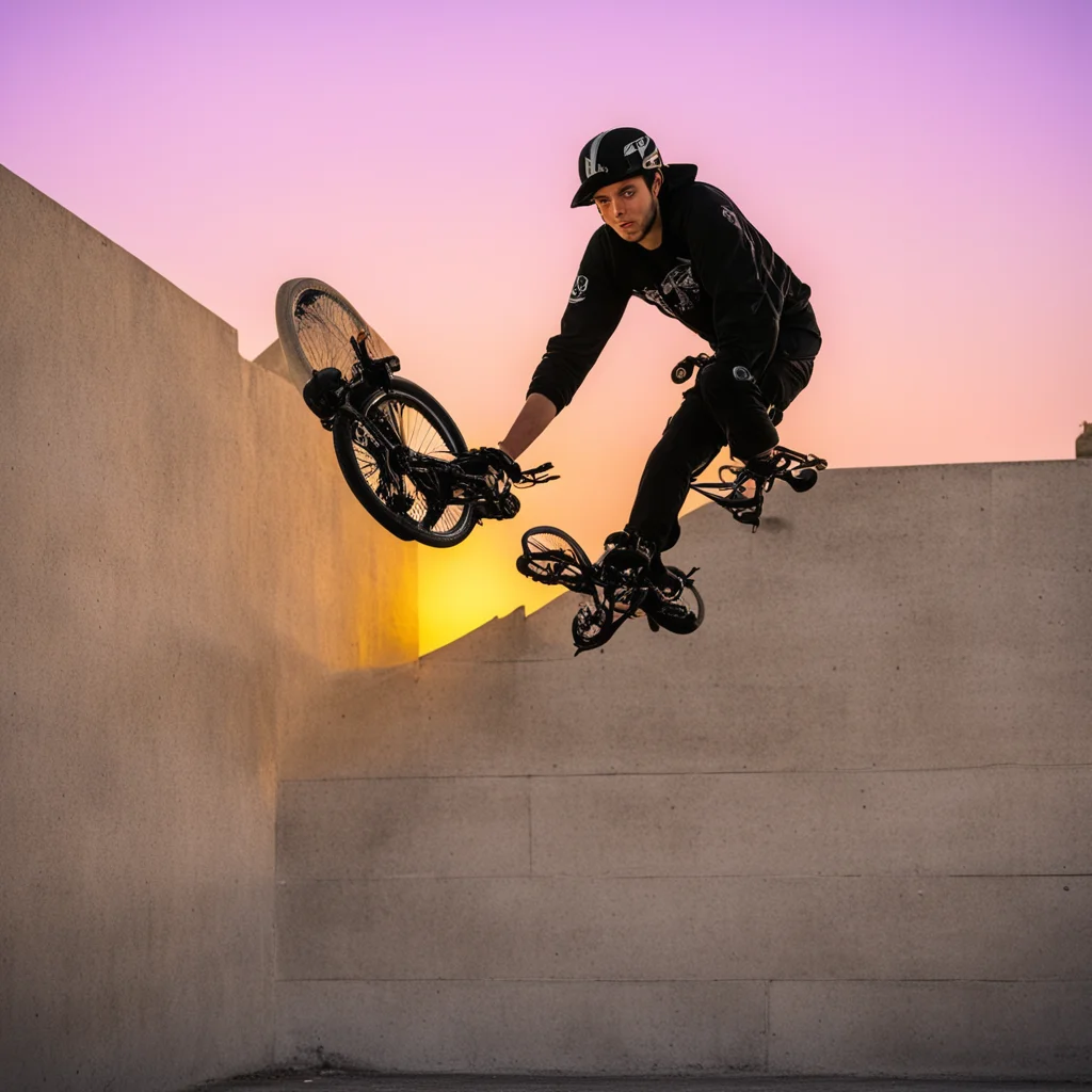 bmx rider on a wall at sunset confident engaging wow artstation art 3