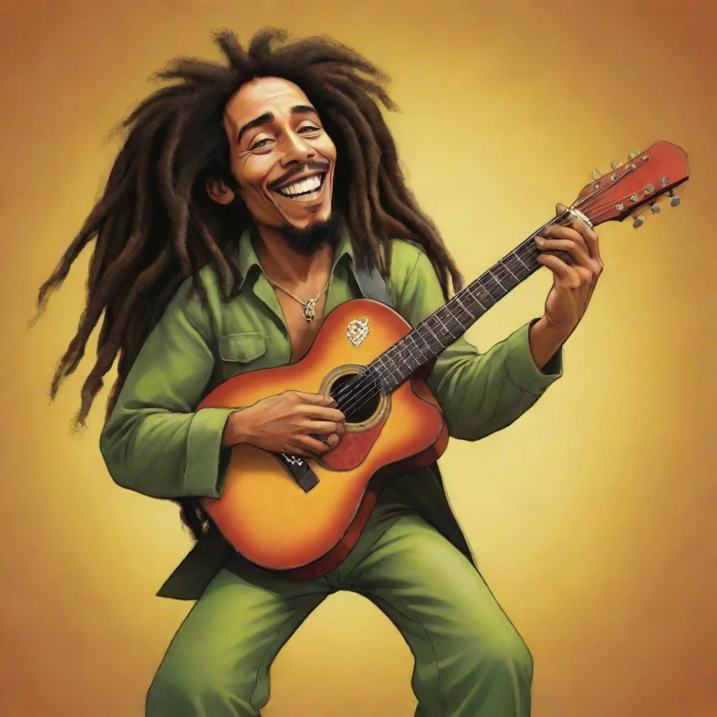 aibob marley as cartoon showing a guitar 