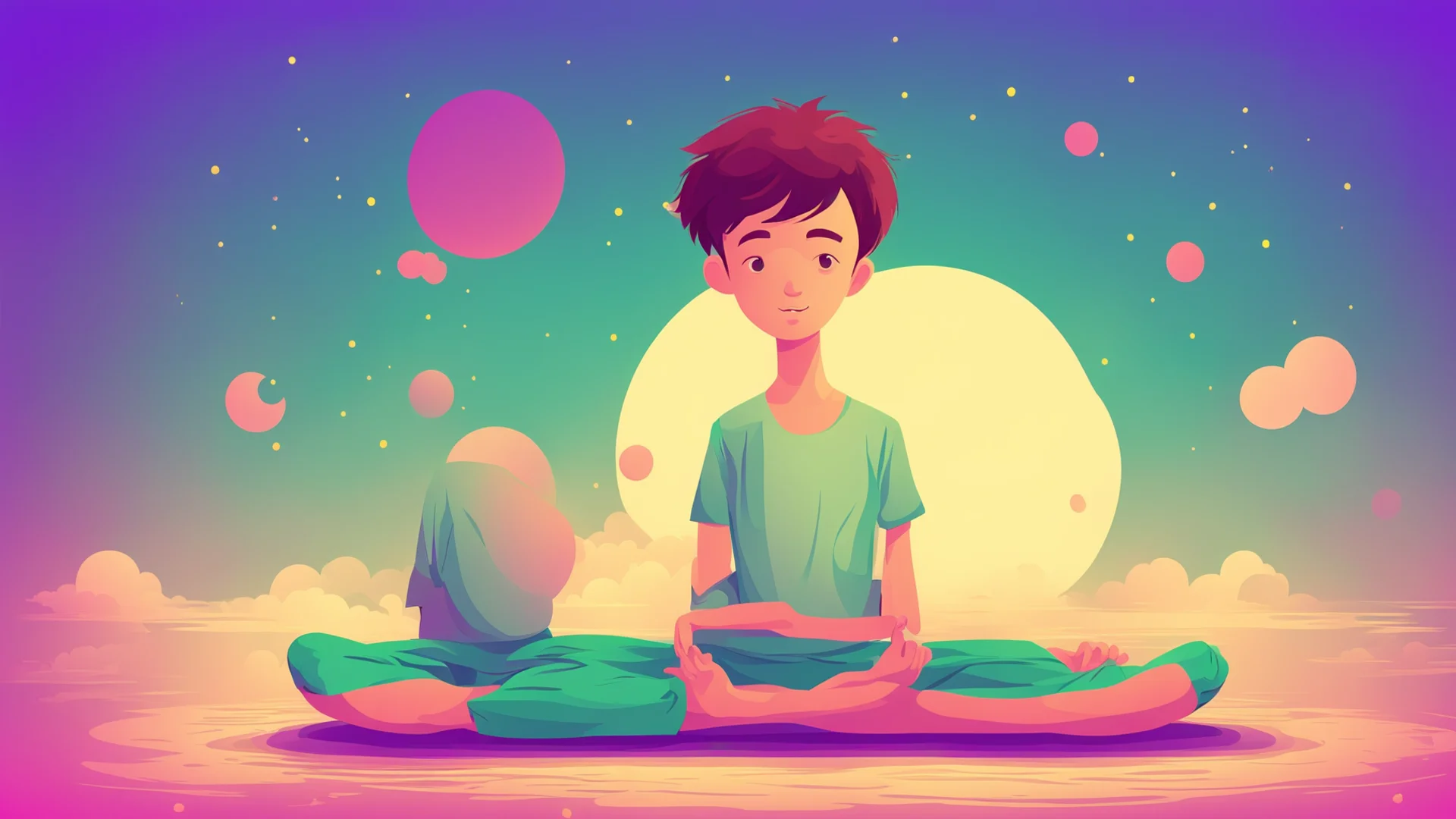 aiboy doing meditation in vector illustration amazing awesome portrait 2 wide