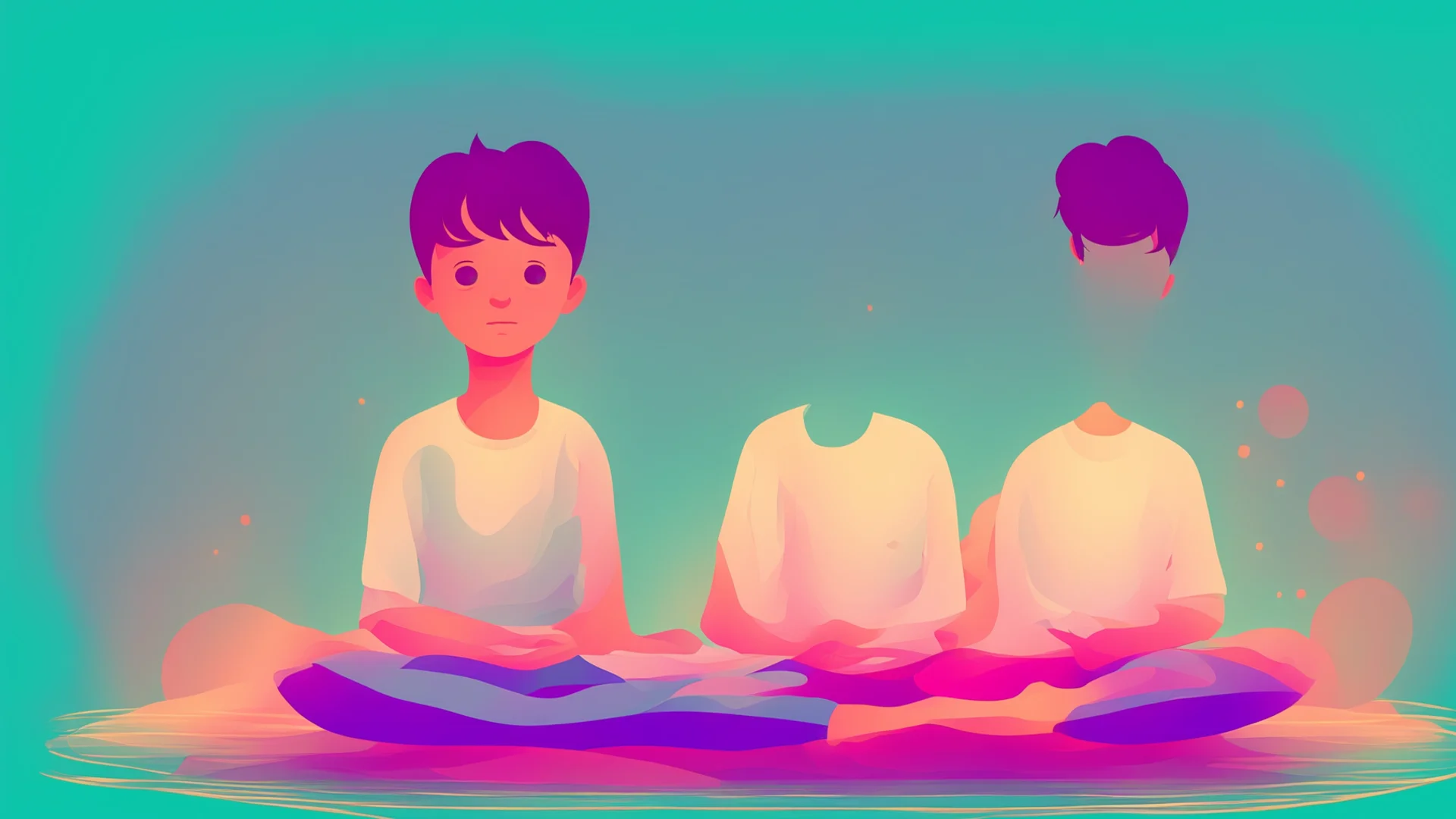 boy doing meditation in vector illustration wide
