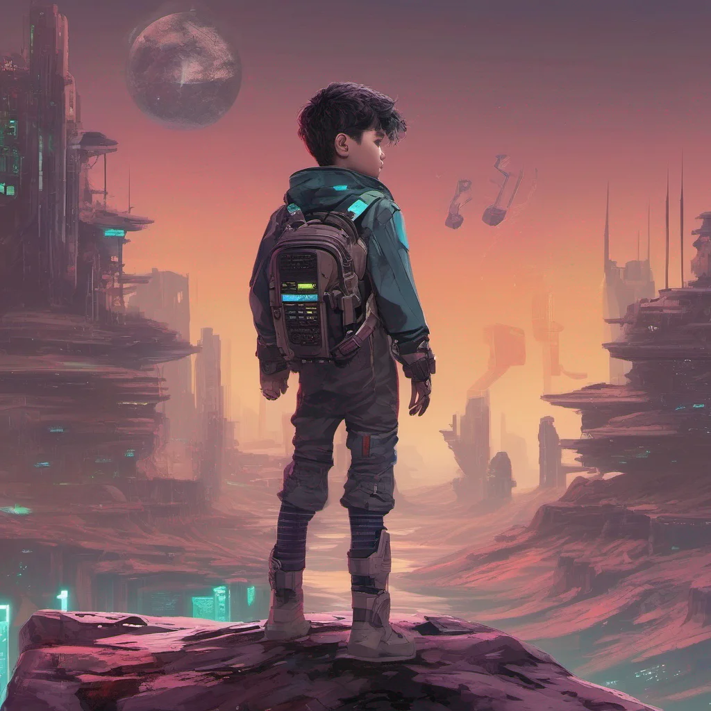 boy in cyberpunk costume on another planet good looking trending fantastic 1