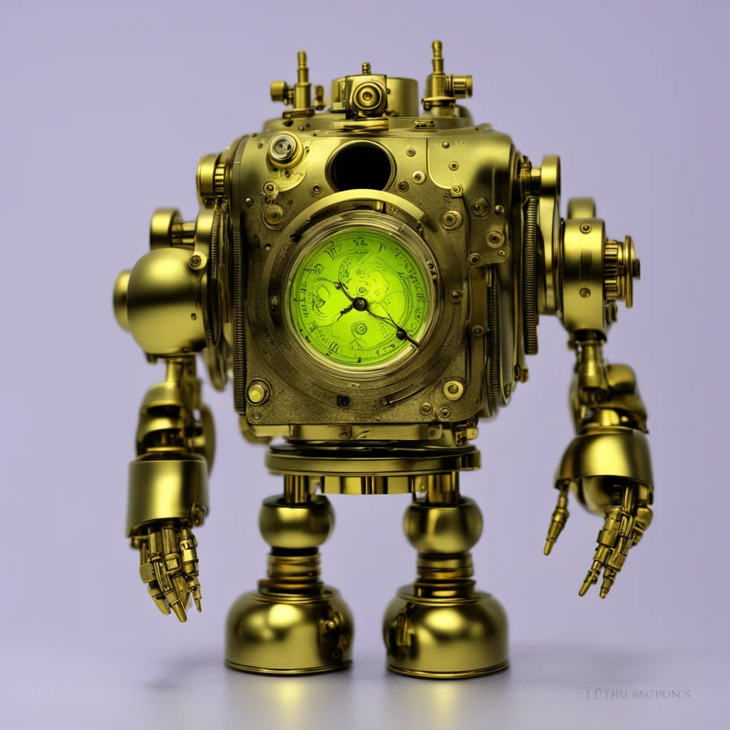 brass alarm clock movement robot with glowing eyes hyper realistic amazing awesome portrait 2