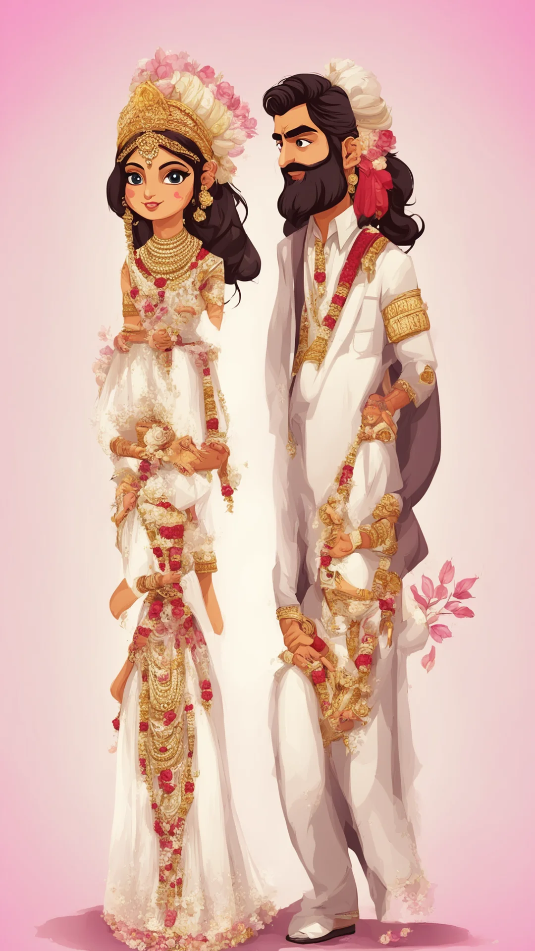 aibride and groom cute couple cartoon characters indian good looking trending fantastic 1 tall