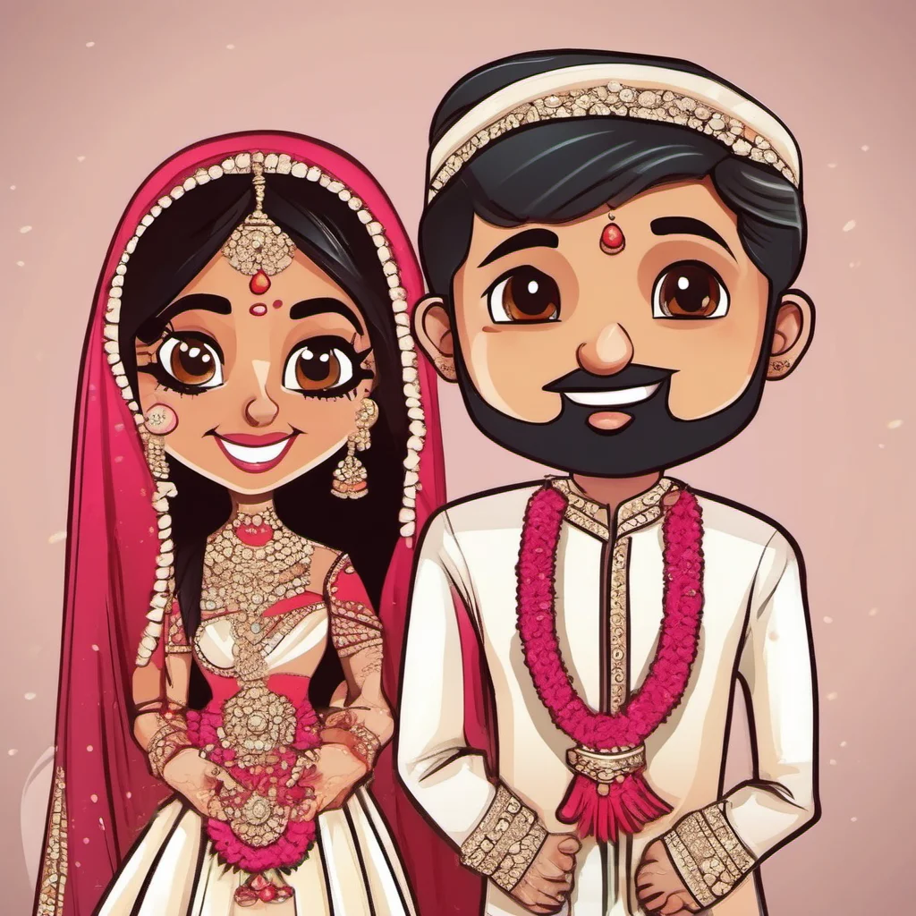 bride and groom cute couple cartoon characters indian good looking trending fantastic 1