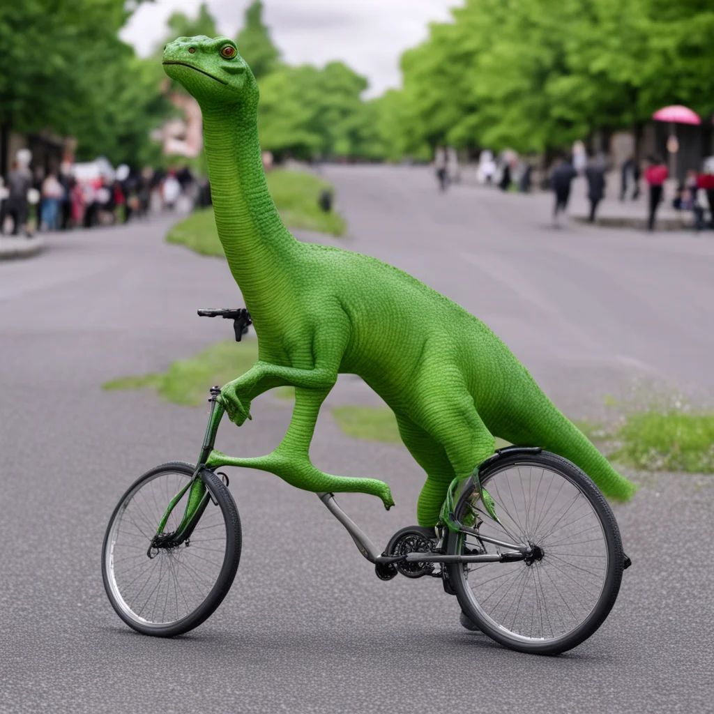 aibrontosaurus in a brompton folding bicycle  amazing awesome portrait 2