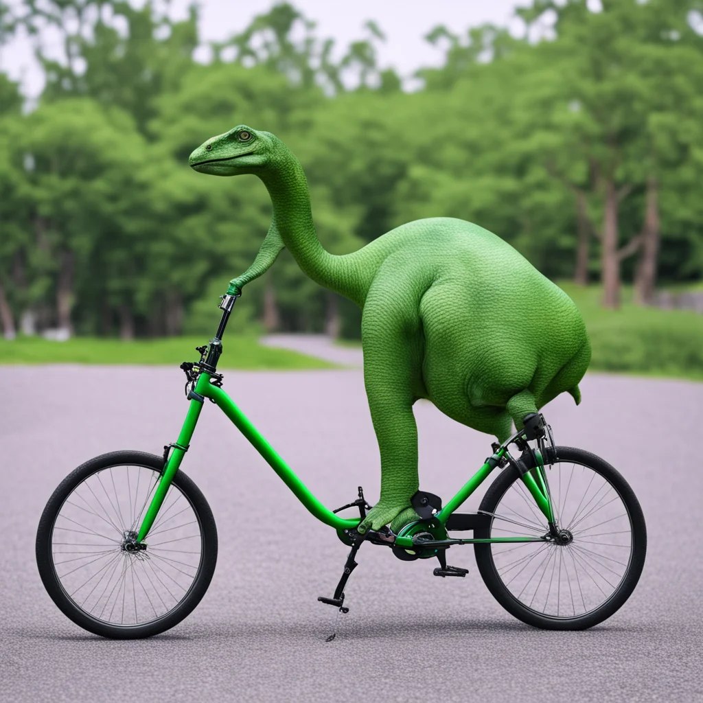 aibrontosaurus in a brompton folding bicycle  confident engaging wow artstation art 3