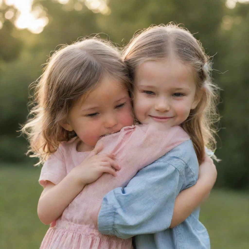 brother and sister hug