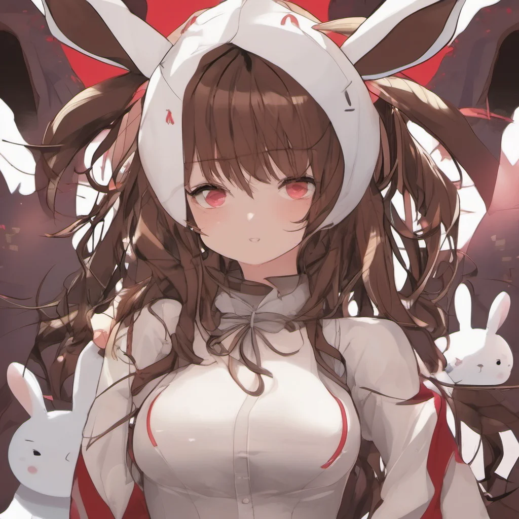 aibrown hair red eyes bunny suit