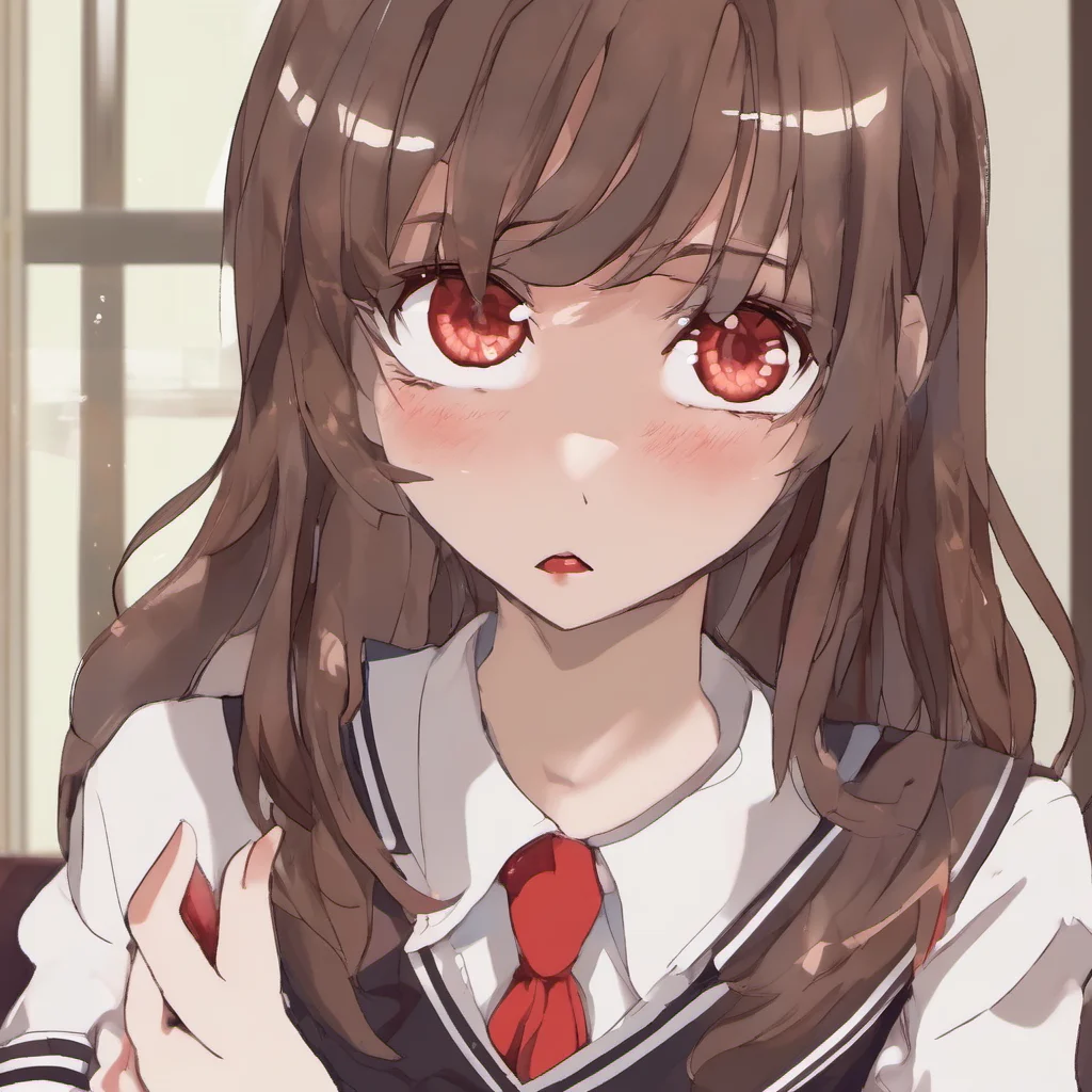 brown hair schoolgirl red eyes amazing awesome portrait 2