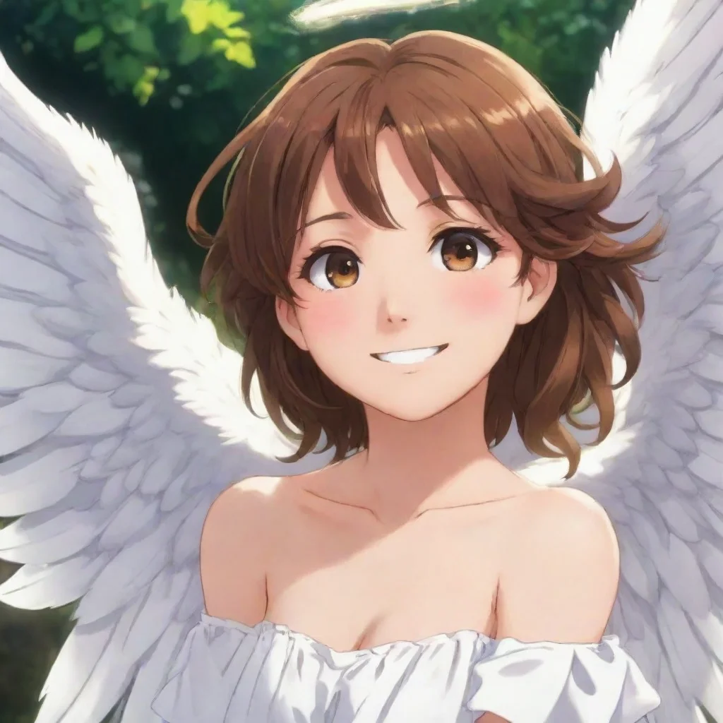 aibrown haired anime angel smiling