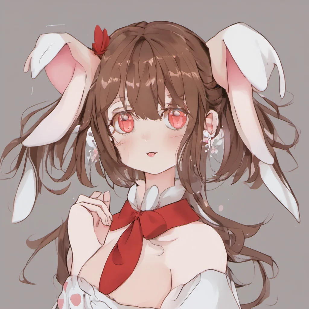 brown haired red eyed bunny girl amazing awesome portrait 2
