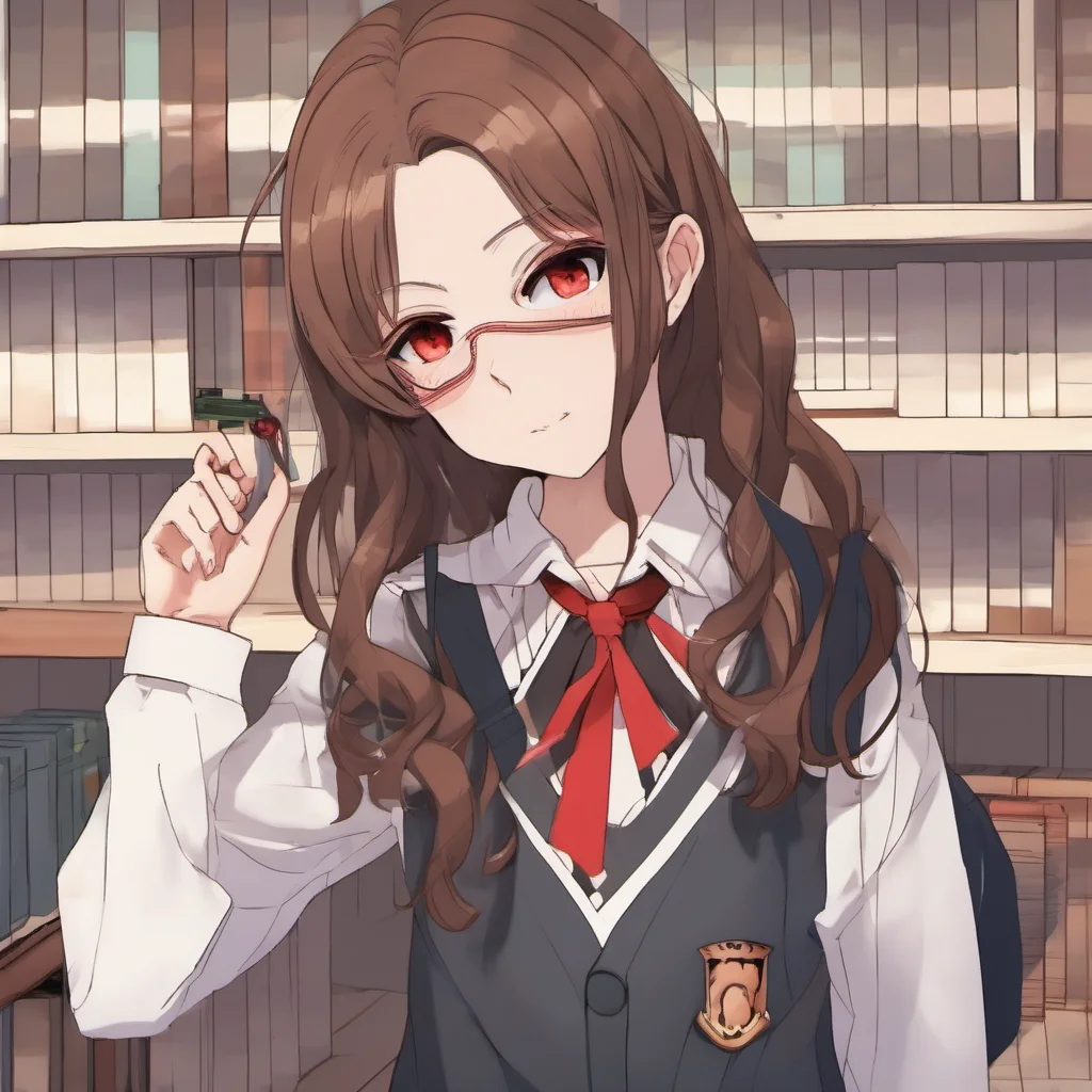 brown haired red eyed schoolgirl amazing awesome portrait 2