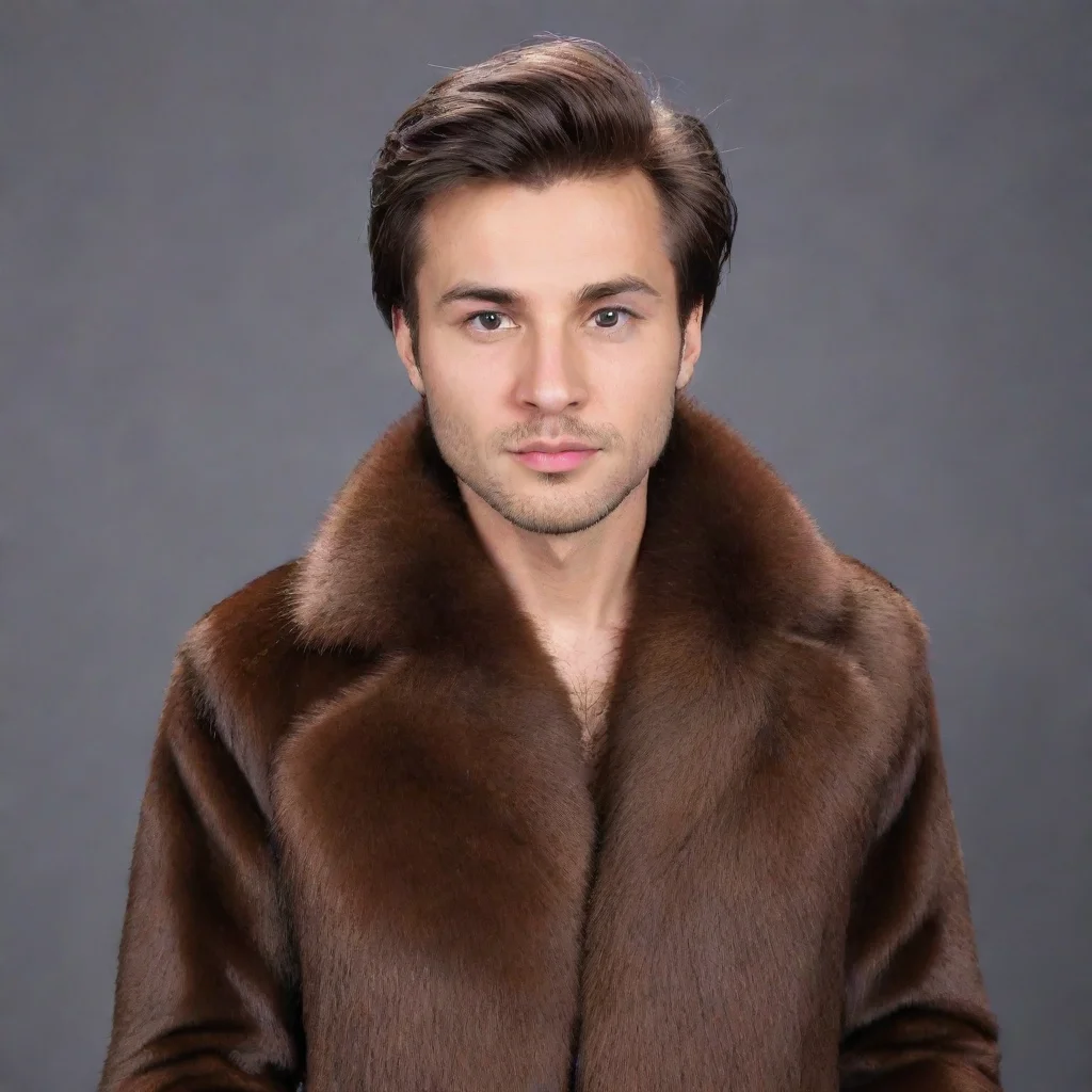 aibrown mink fur covered male human