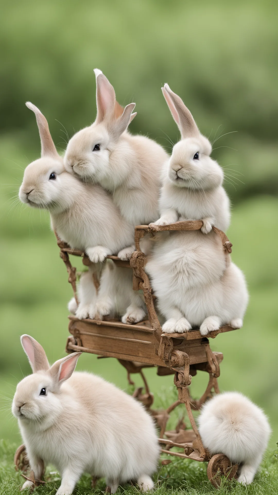 bunnies pull carriage amazing awesome portrait 2 tall