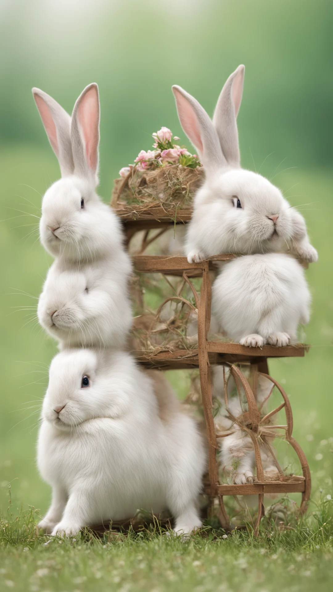bunnies pull carriage tall