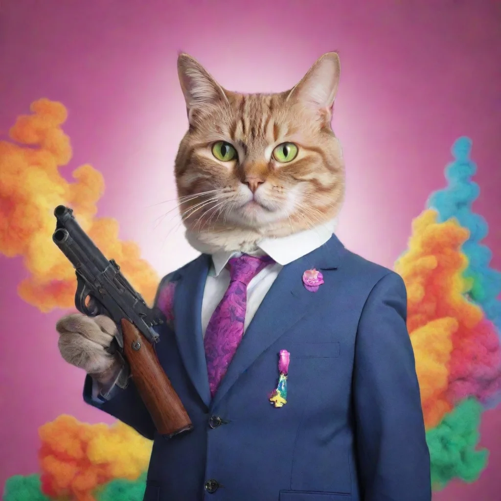 aibusiness cat with lsd and gun