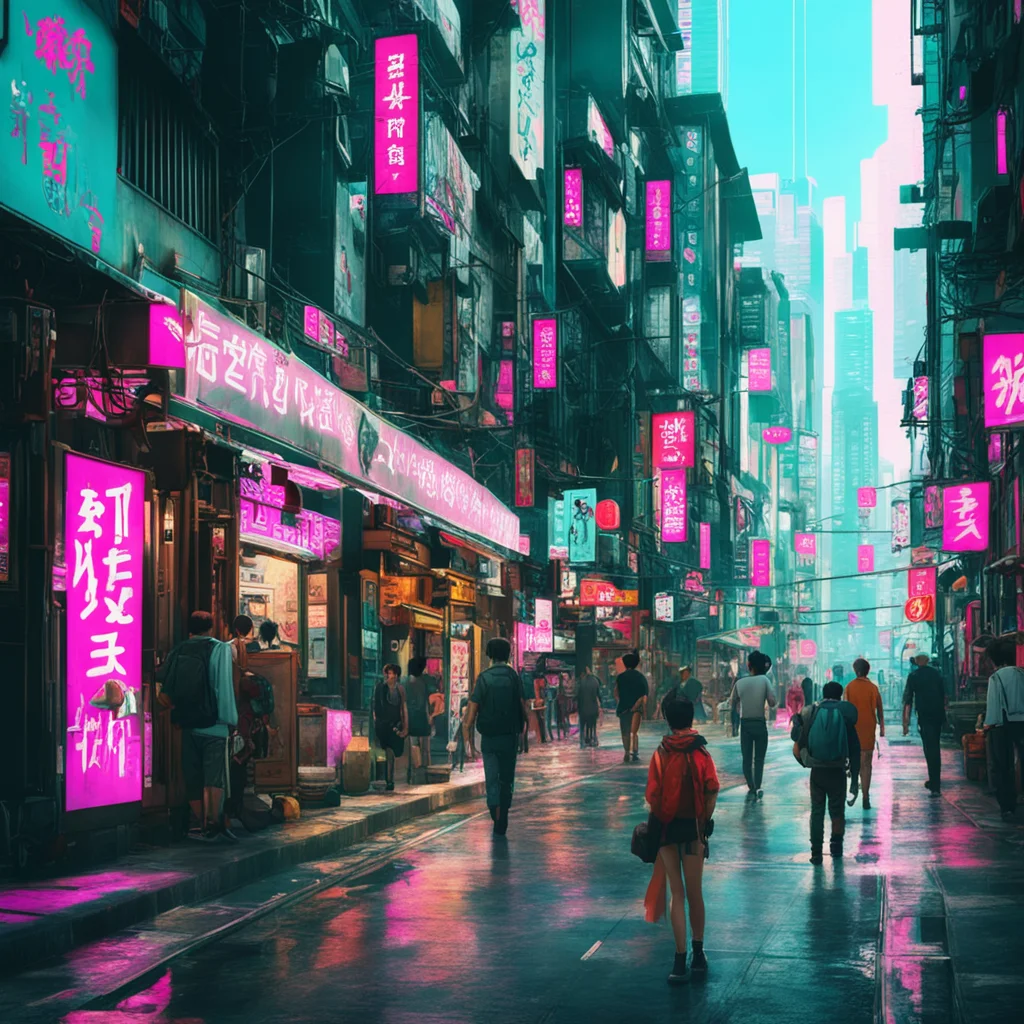 busy hong kong cyberpunk street sunny daytime cinematic lighting anime %7C hiromasa ogura %7C nikolai lockertsen %7C artstatio confident engaging wow artstation art 3