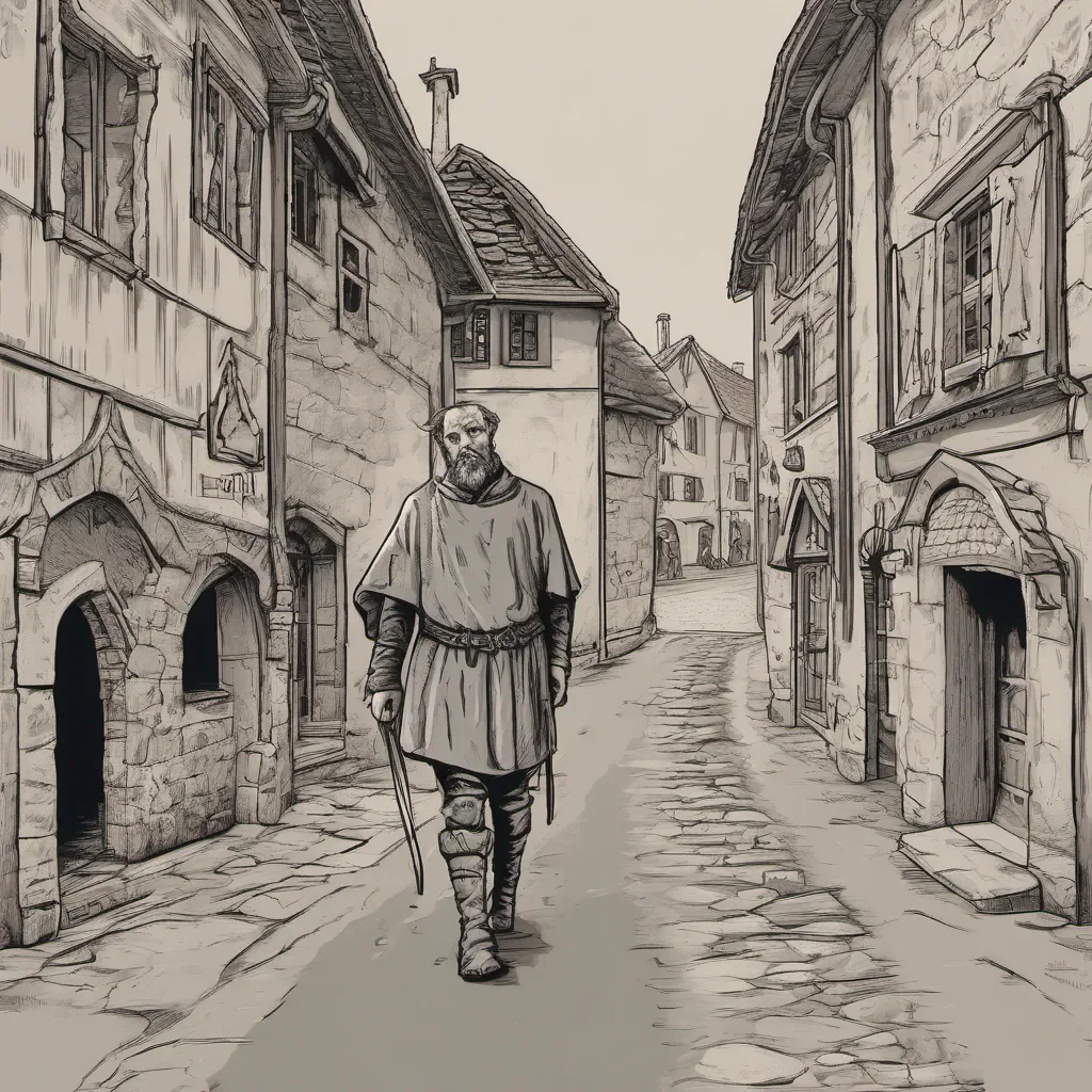 aibutcher walking down a medieval street good looking trending fantastic 1