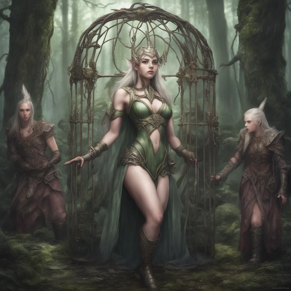 captured elven princess carried in cage by giants amazing awesome portrait 2