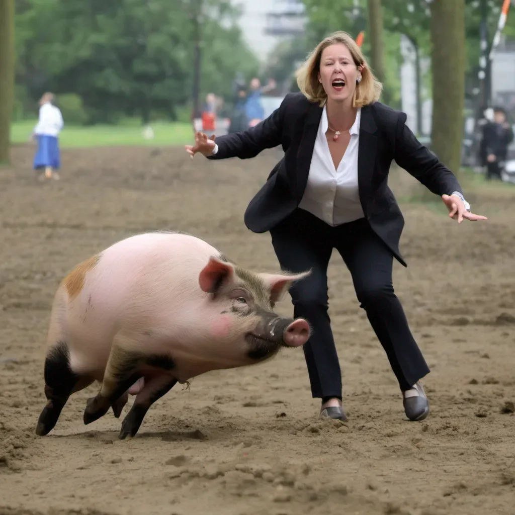 aicaroline van der plas %28dutch mp%29 tripping over pig