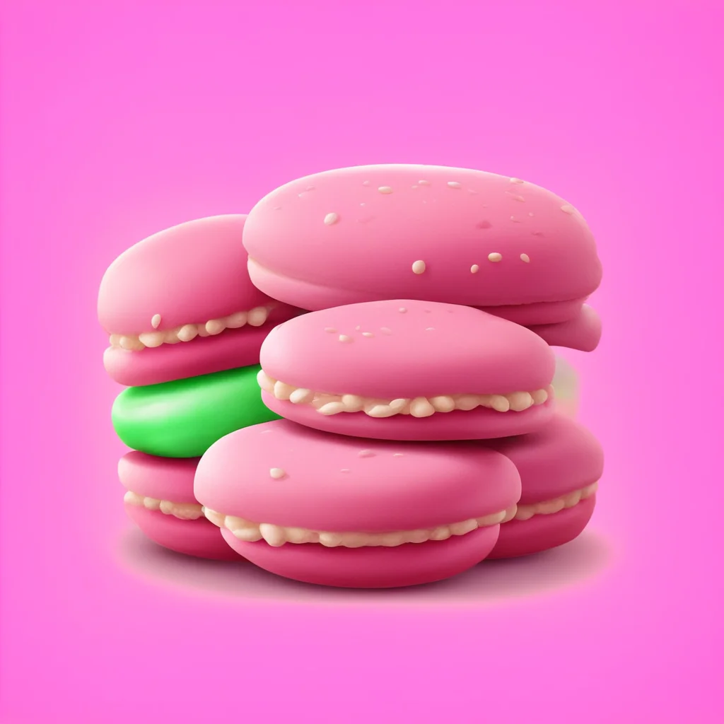 aicartoon illustration of pink macaron%2C no background%2C mobile game style design%2C hyper casual style%2C icon