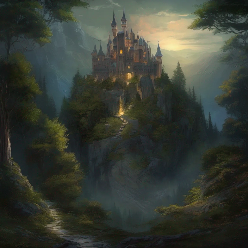 castle forest landscape fantasy art night