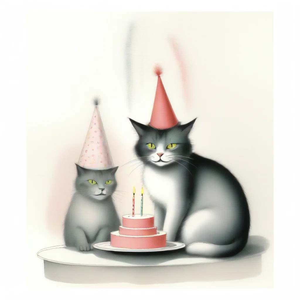 cat birthday card ronald searle