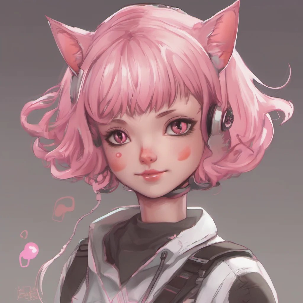 catgirl short pinkhair confident engaging wow artstation art 3