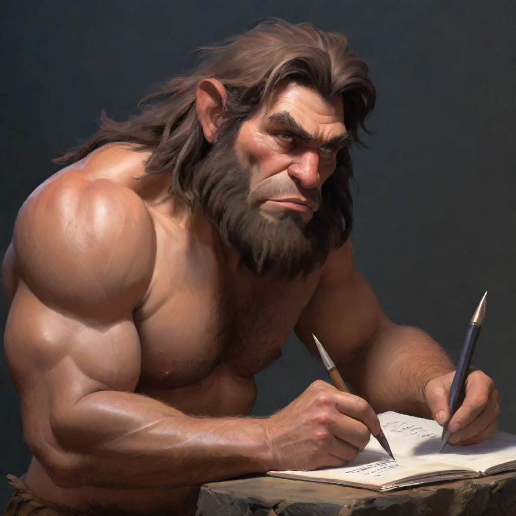 aicaveman taking notes confident engaging wow artstation art 3