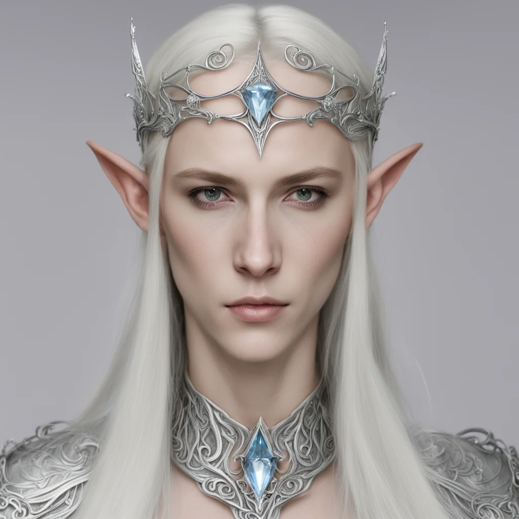 aiceleborn wearing small silver elvish circlet with diamond confident engaging wow artstation art 3