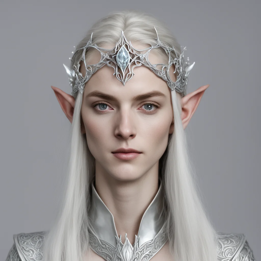 aiceleborn wearing small silver elvish circlet with diamond good looking trending fantastic 1