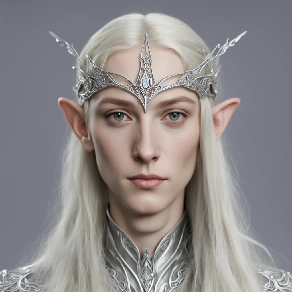 aiceleborn wearing small silver elvish circlet with diamond