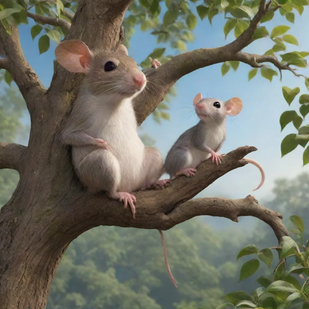 chamaleon and rat having a date in a tree