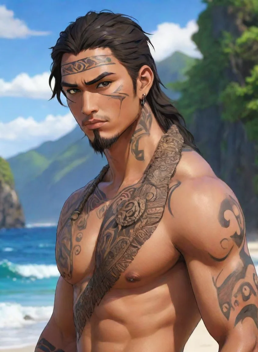 character attractive hd anime art man maori pacific islanderepic detailed portrait43