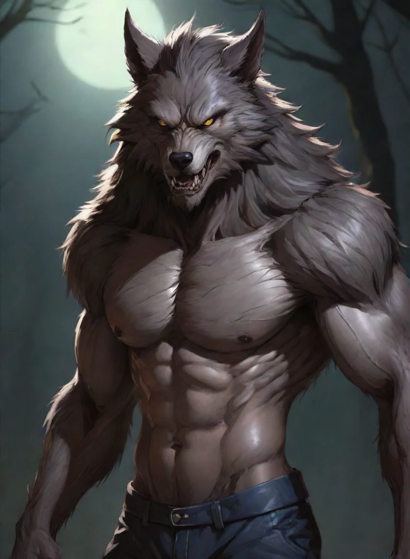 character attractive hd anime art werewolf detailed portrait43
