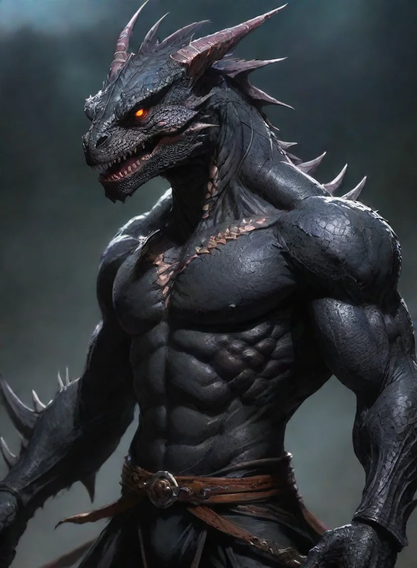 aicharacter evil dark lizard warrior hd anime art man  epic detailed portrait43