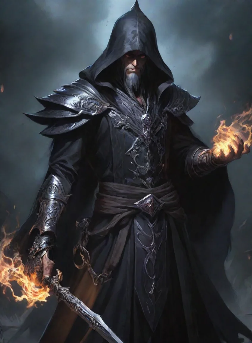 aicharacter evil dark wizard warrior hd anime art man  epic detailed portrait43
