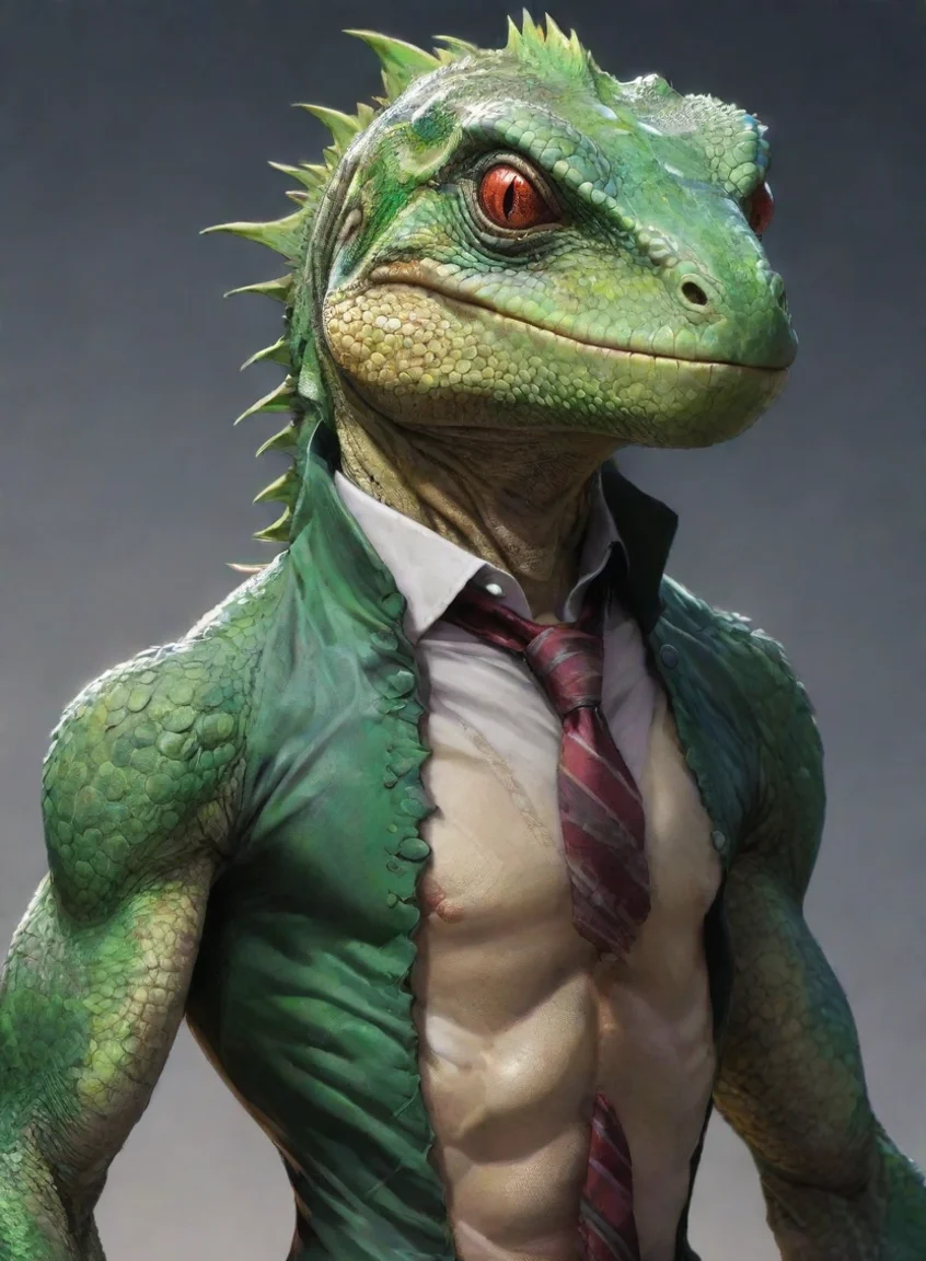 aicharacter lizard hd anime art man  epic detailed portrait43