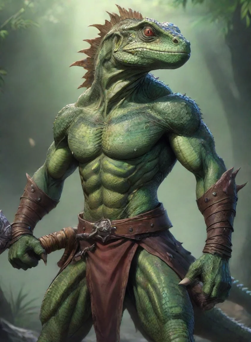 character lizard warrior hd anime art man  epic detailed portrait43