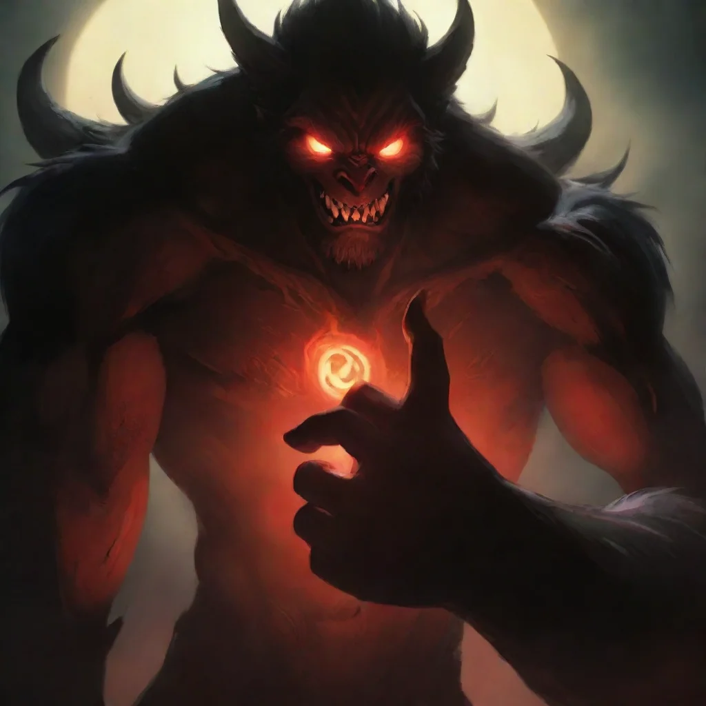 character portrait  koda snaps his finger a giant shadow demon appears behind koda  Red Sons eyes widen in surprise as the giant shadow demon appears He quickly releases Mits wrist and takes a