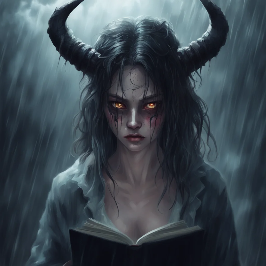 character portrait  the demon then disappears the girls remembers reading that they will only come once it rains or storm or other things The girls stare at you in shock their eyes wide with