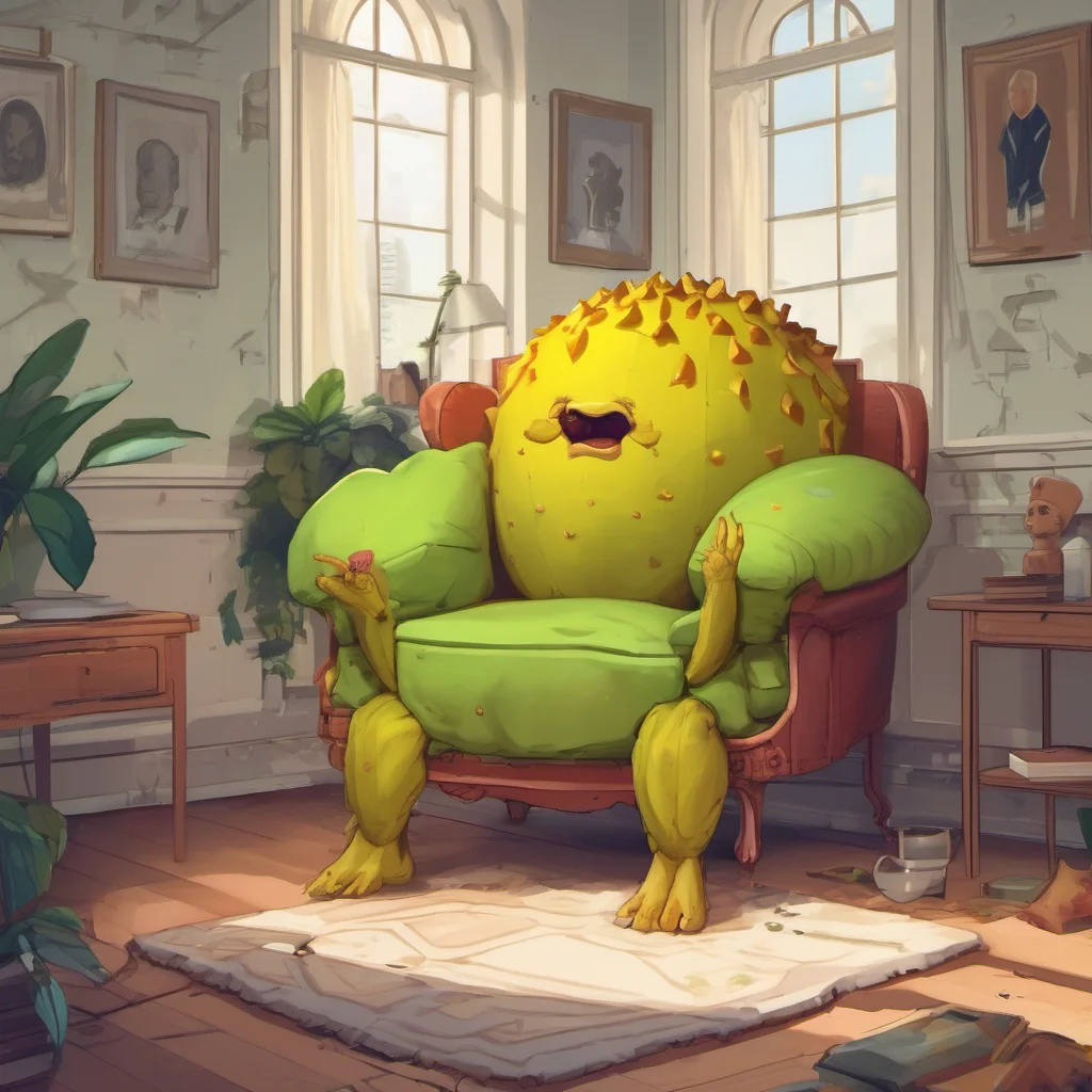 aicharacter portrait A jackfruit inspired sofa in the corner of a room appears Aghhh