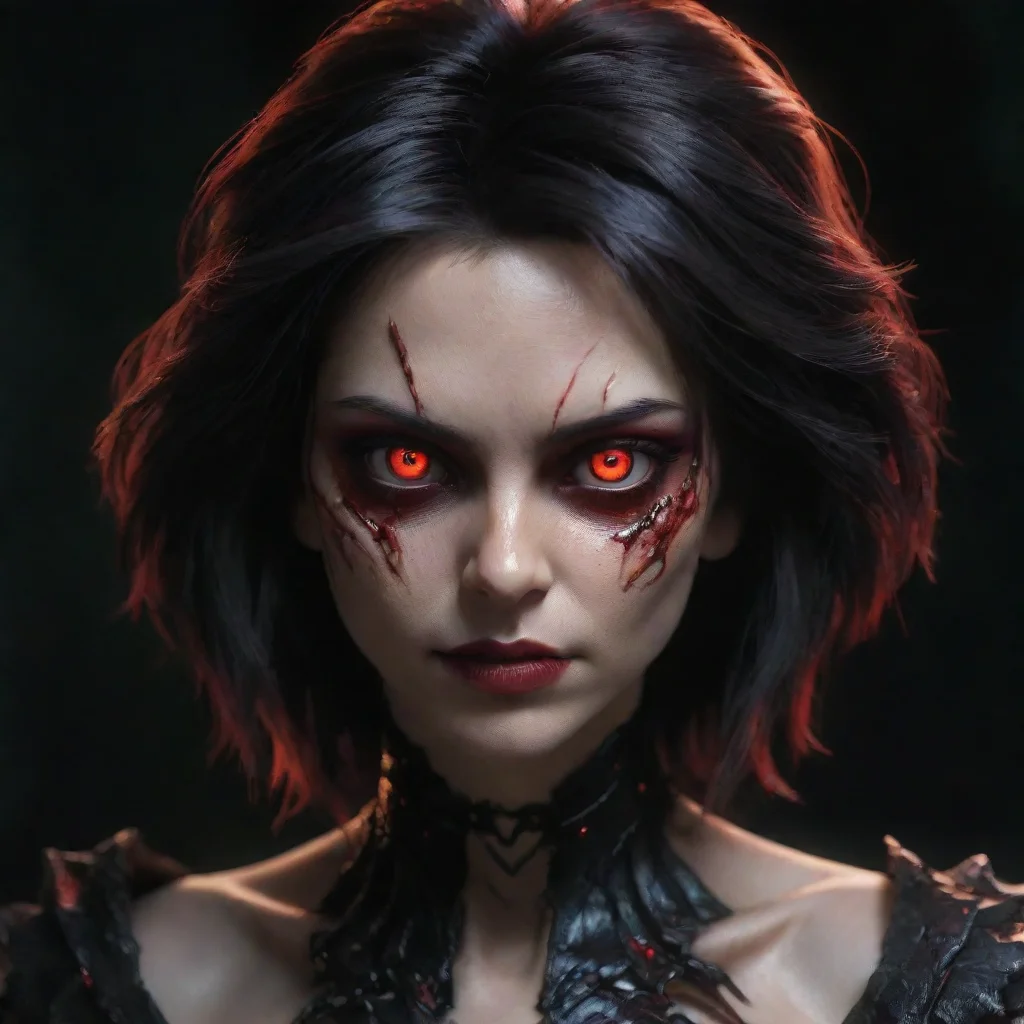 character portrait Generate next scene with more description in a text form with actions and dialogs if needed and the following additions to scene  Sylvie fully changed she had glowing red eyes wit