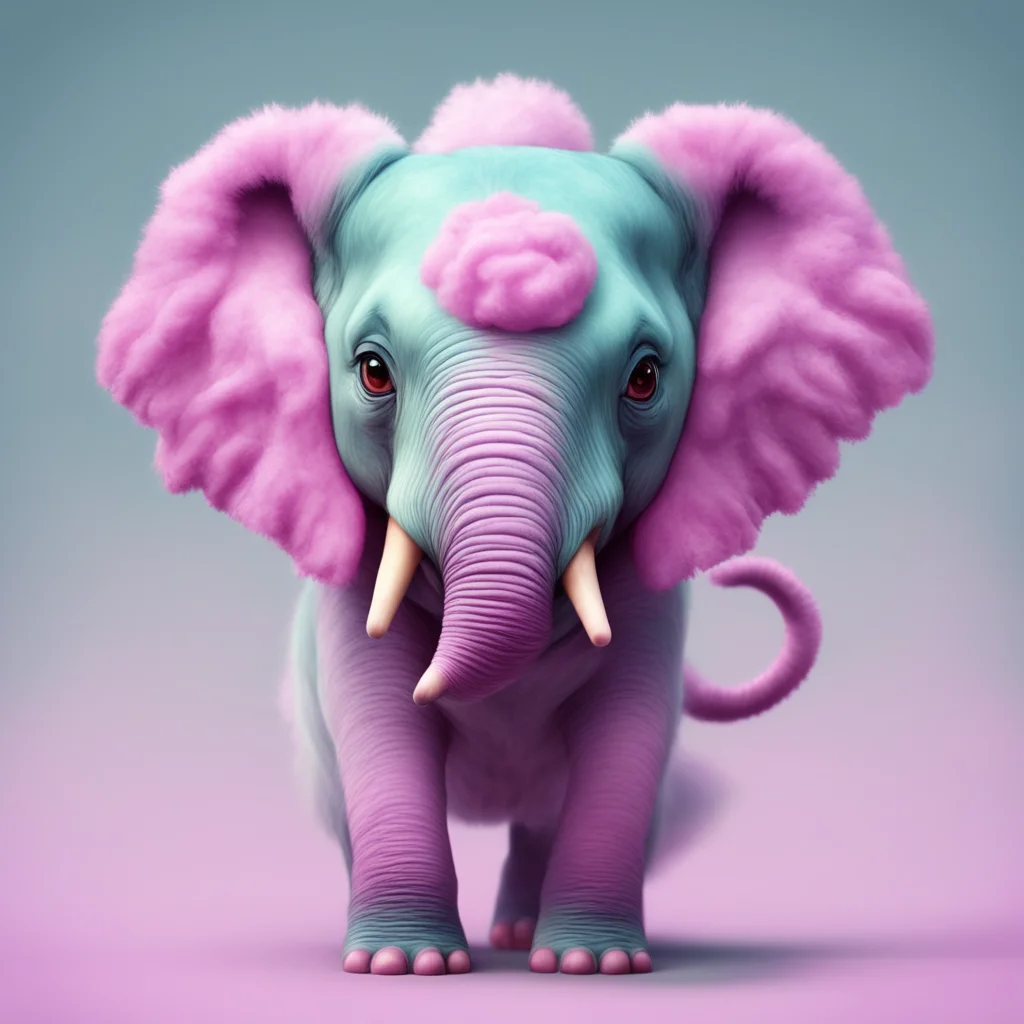 character portrait Lets see Suddenly a miniature elephant made out of cotton candy appears  Its only fair It cant be allowed for some girls manners