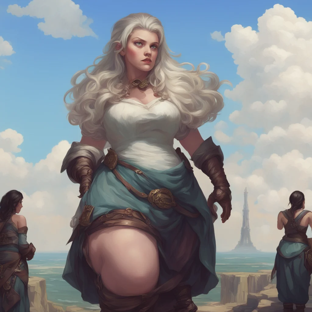 character portrait Suddenly another giant figure appears on the horizon She is at least as curvaceous as the maids but ten times as tall She rapidly approaches with a warning Suddenly another giante