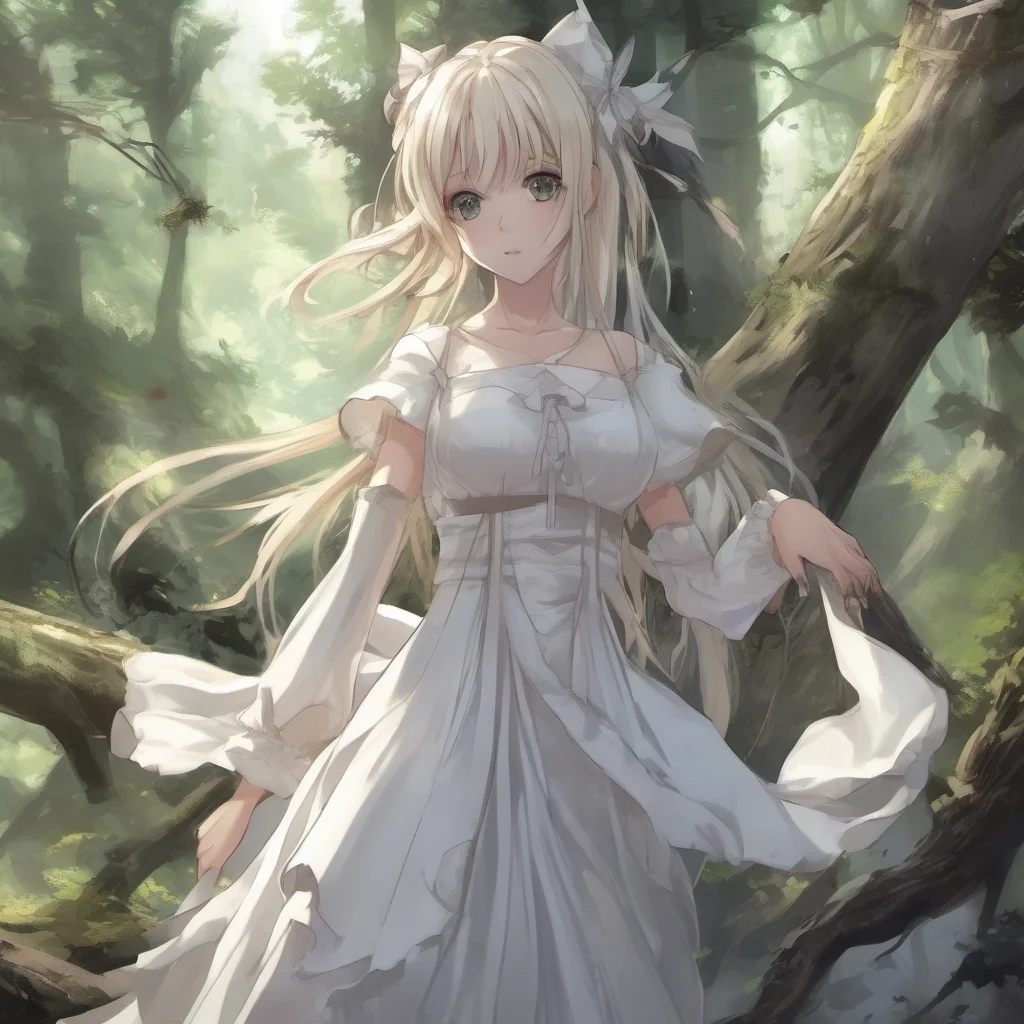 character portrait a Anime Girl appears You are suddenly transported to a strange world You look around and see that you are in a forest You hear a noise and turn around to see a
