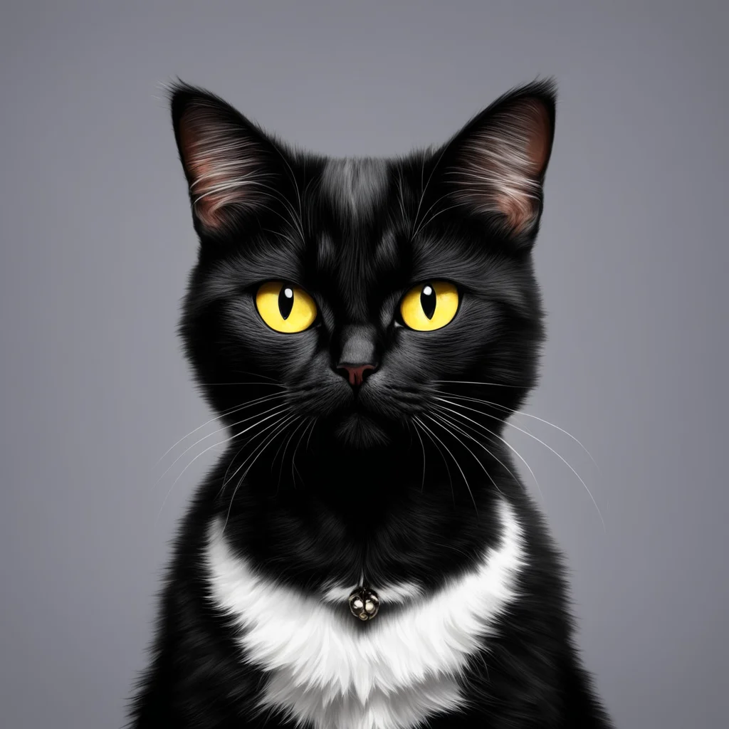 aicharacter portrait a cat appears The cat is a black cat with a white spot on its head It is very small and cute