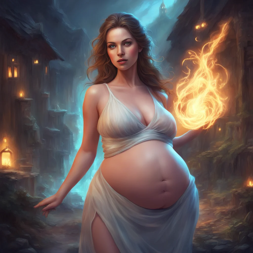 character portrait a fantasy art seductive pregnant woman appears As you and Charlie are confronted by the chaotic situation in the village a vision appears before you A beautiful seductive woman wi