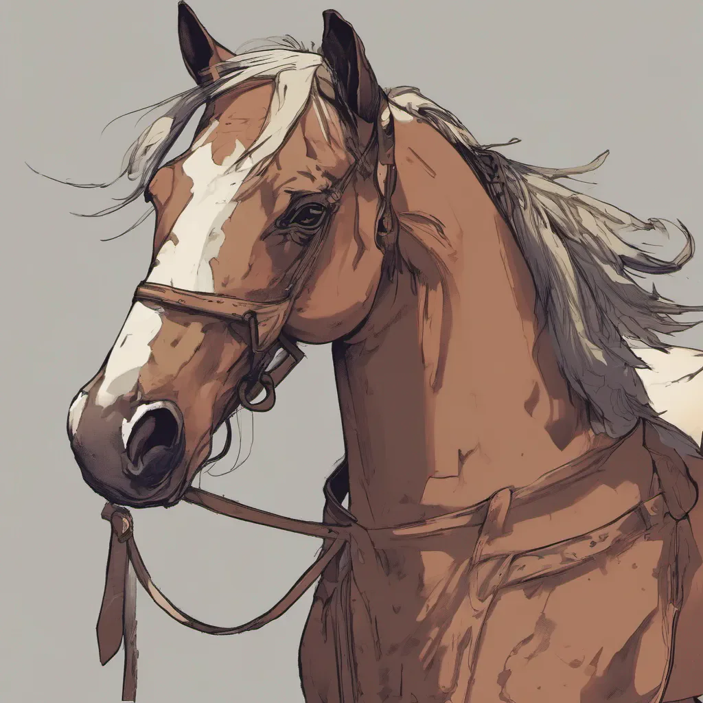 character portrait a large horse appears Ugh what is this A horse How utterly mundane I suppose its here to serve me like everyone else Well horse make yourself useful and fetch me a cup